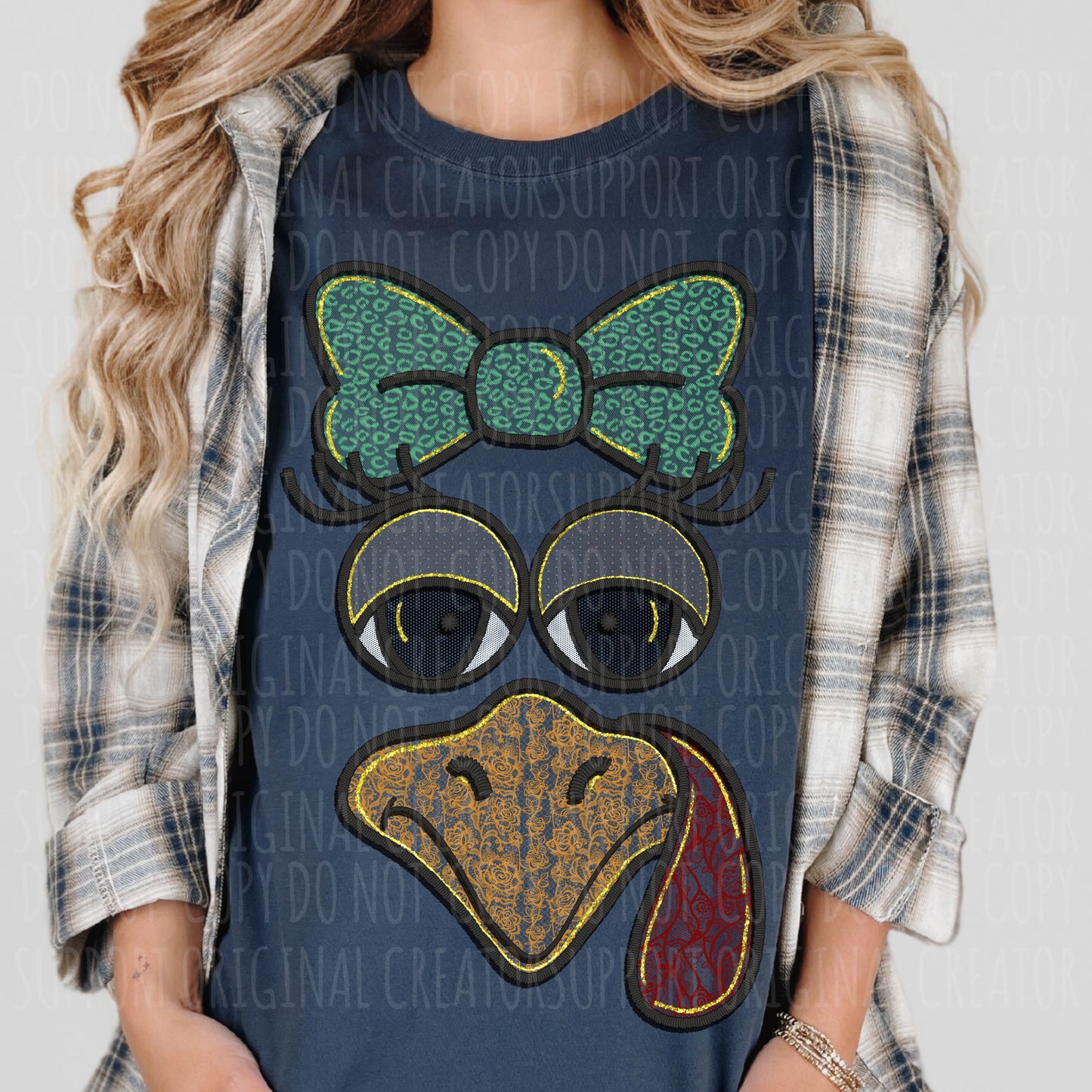 Faux Lace Turkey Face with and without glitter
