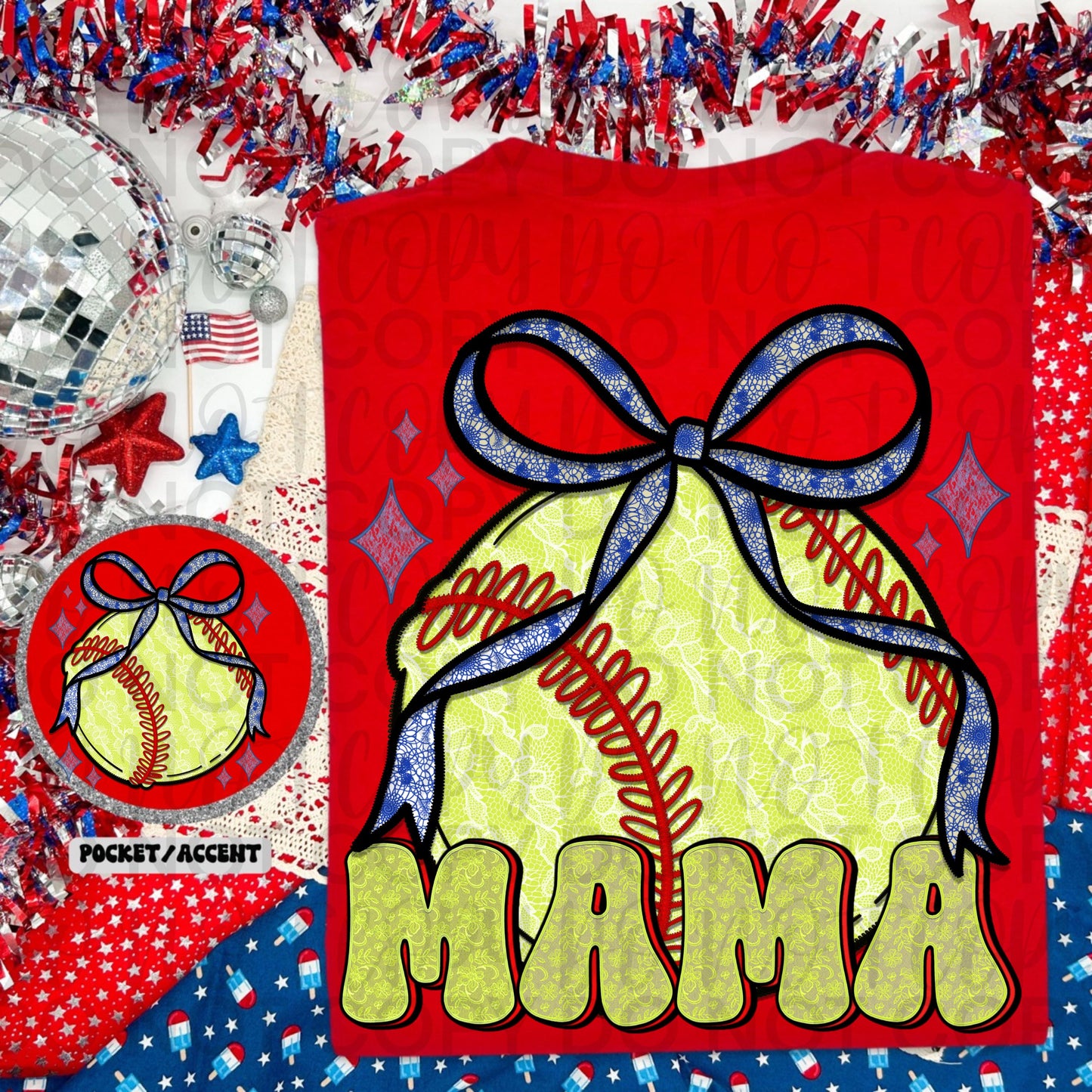 Faux Lace Softball Mama