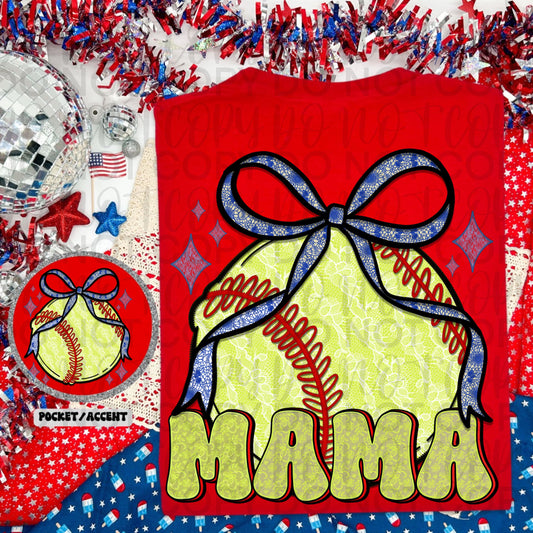 Faux Lace Softball Mama