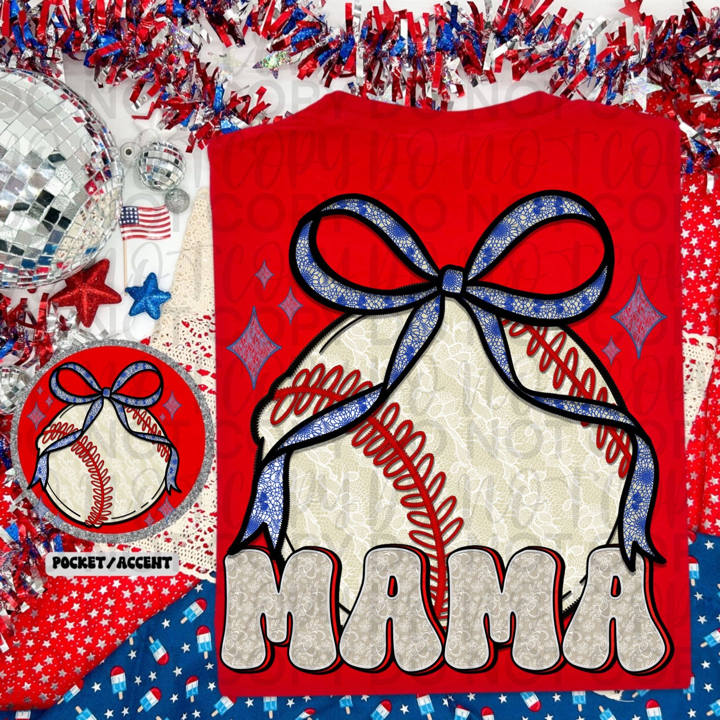Faux lace Baseball Mama