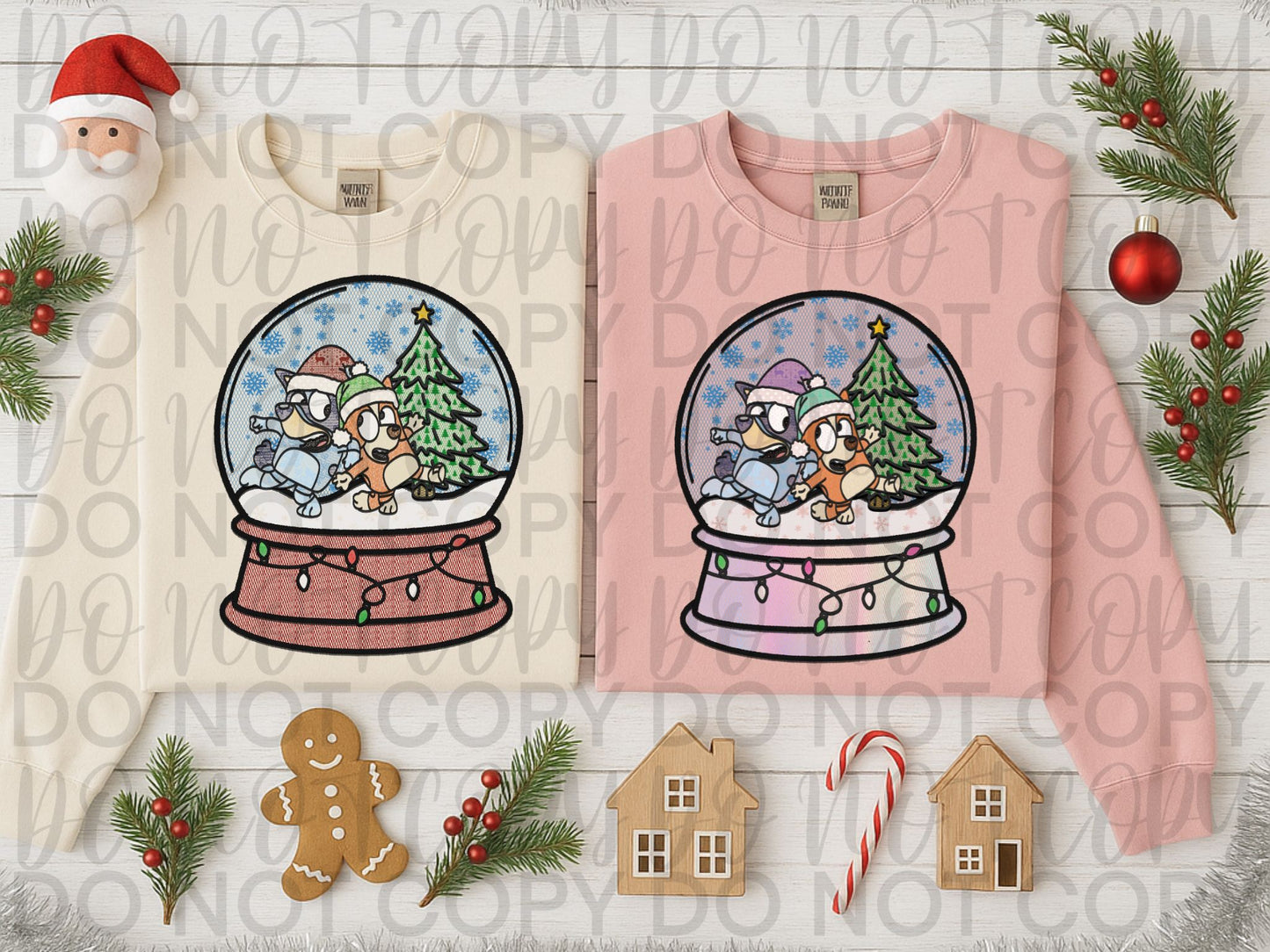 Faux blue dog Christmas snowglobe