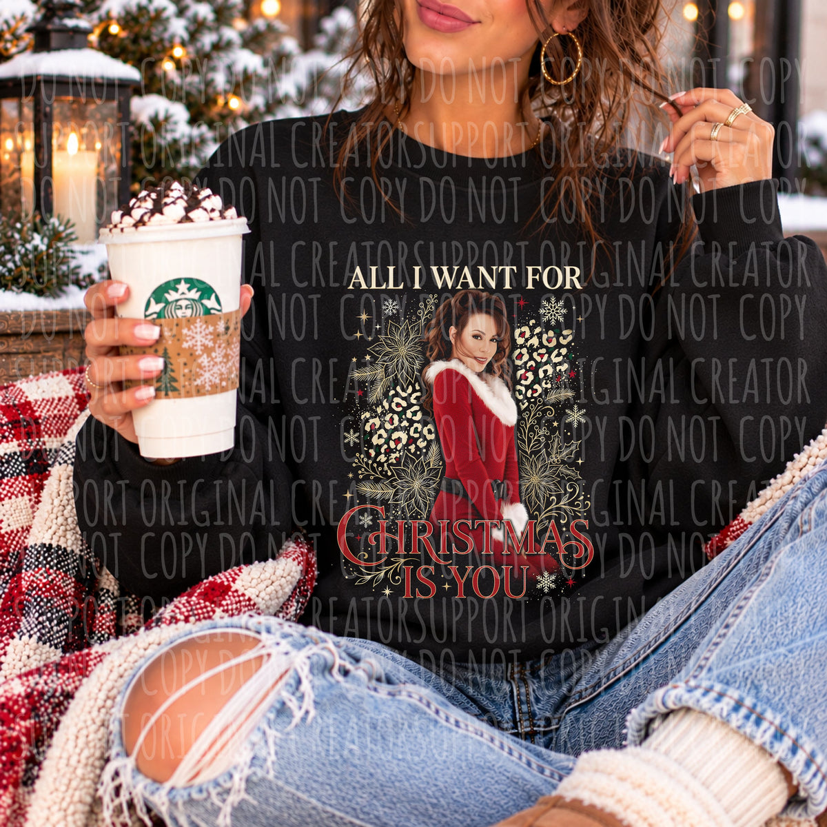 DARK TEES ONLY! HALFTONE MC All I want for Christmas