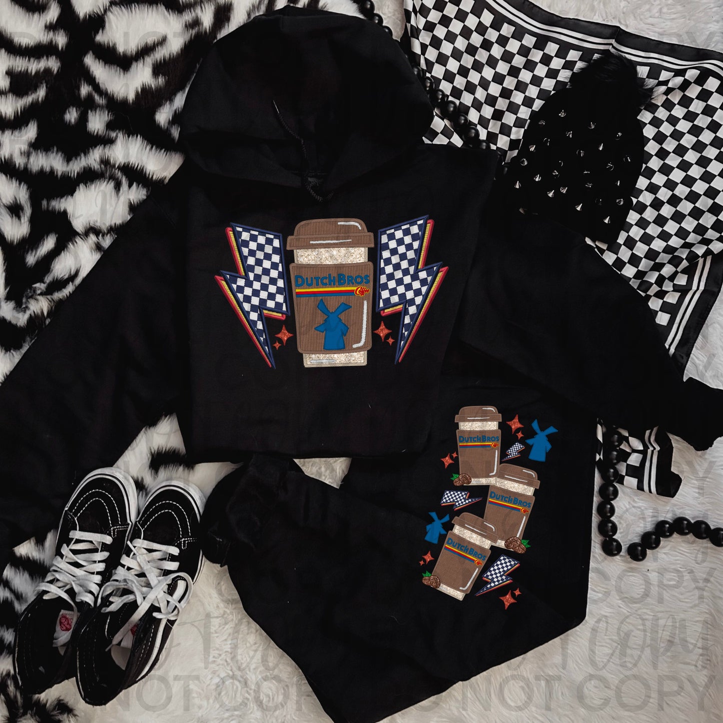 Faux Embroidery Windmill Coffee