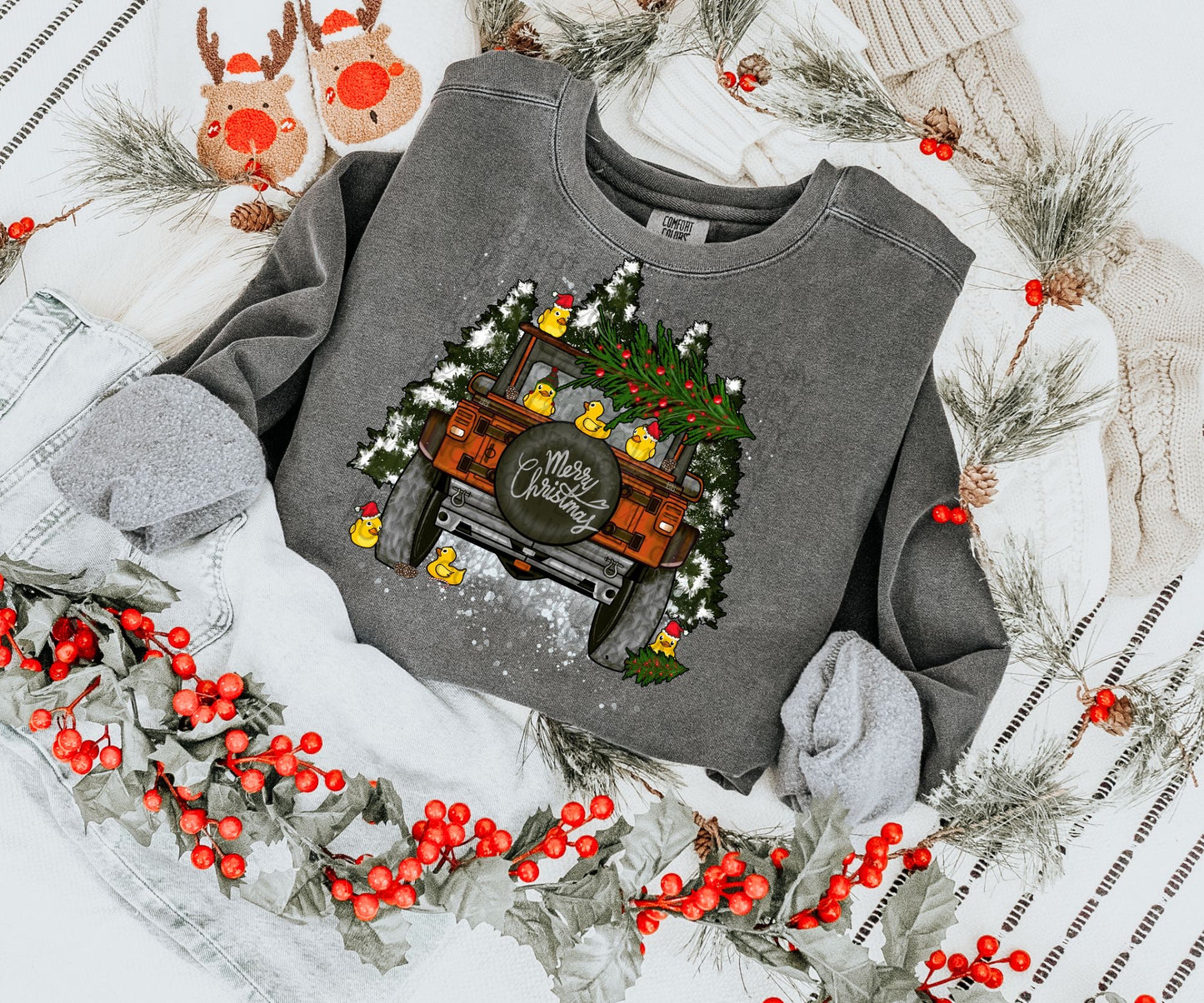 Merry Christmas Jeep with Ducks