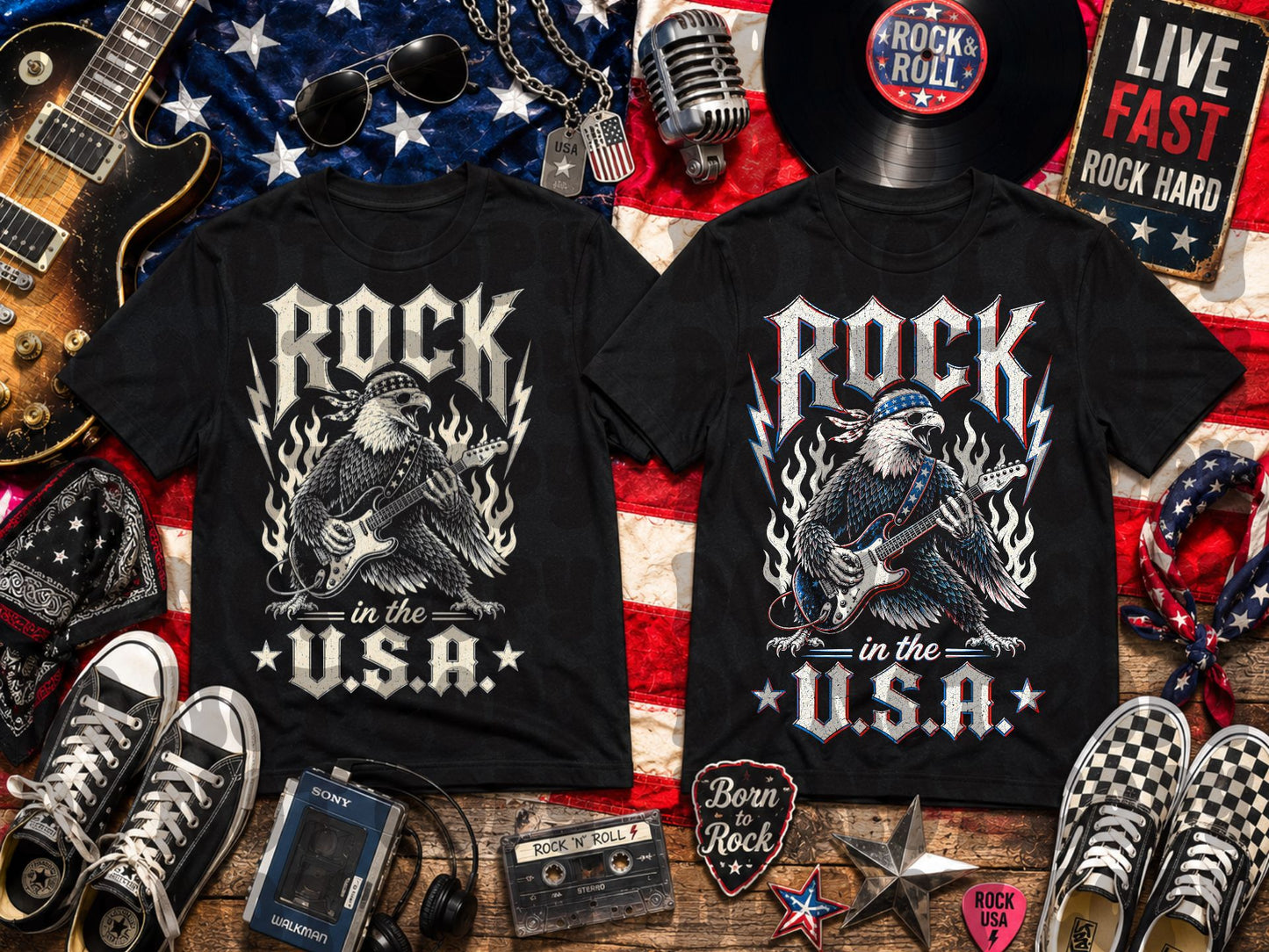 Rock in the USA Eagle dark tees only