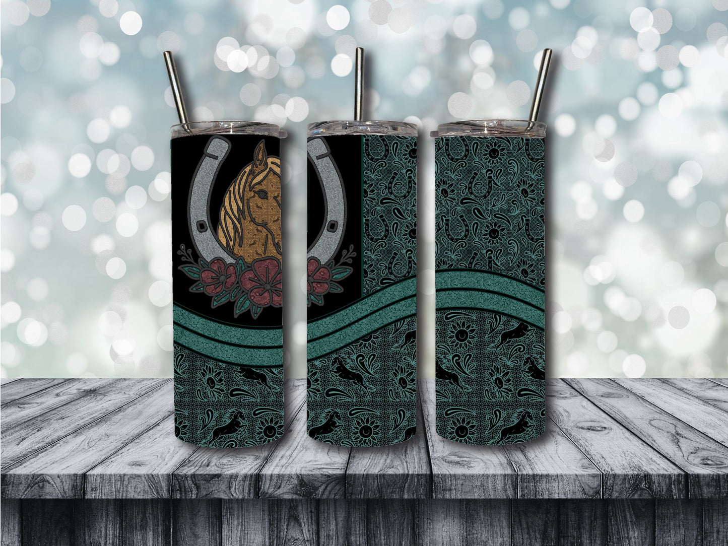 Lace Horse/horseshoe tumbler