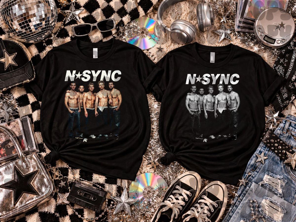 DARK TEES ONLY! HALFTONE NB Halftone NSyNc color and monochrome