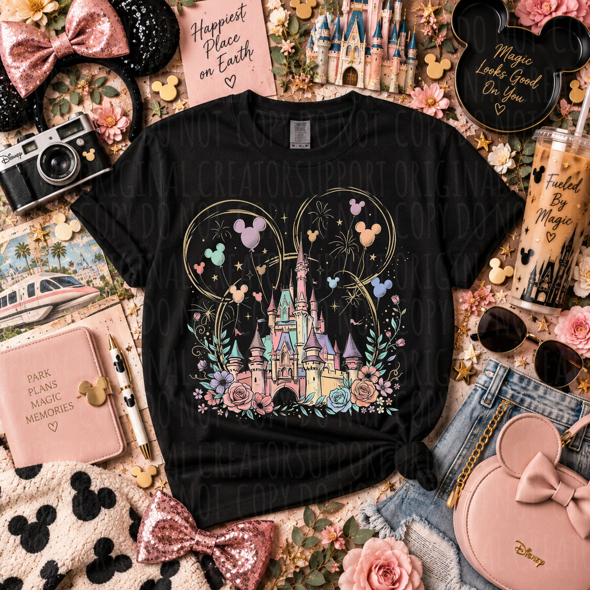 Dark tees only! Halftone Pastel Castle