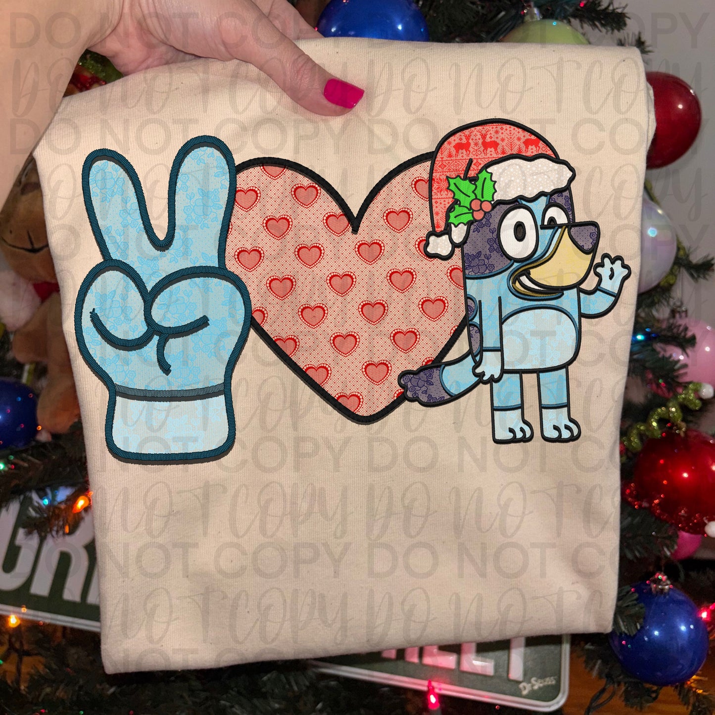 Peace Love Blue Dog Christmas