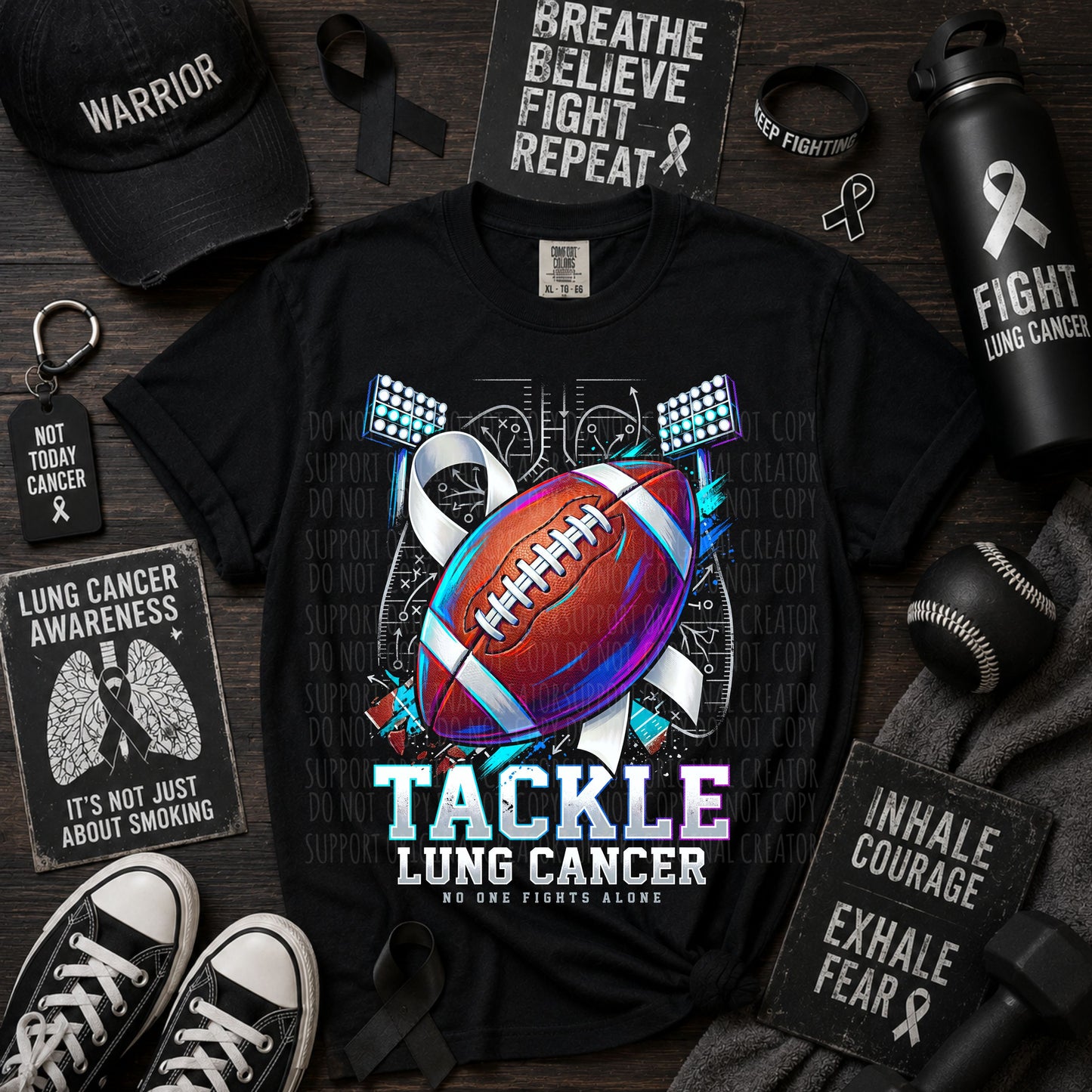 Dark tees only! Halftone Tackle Lung Cancer