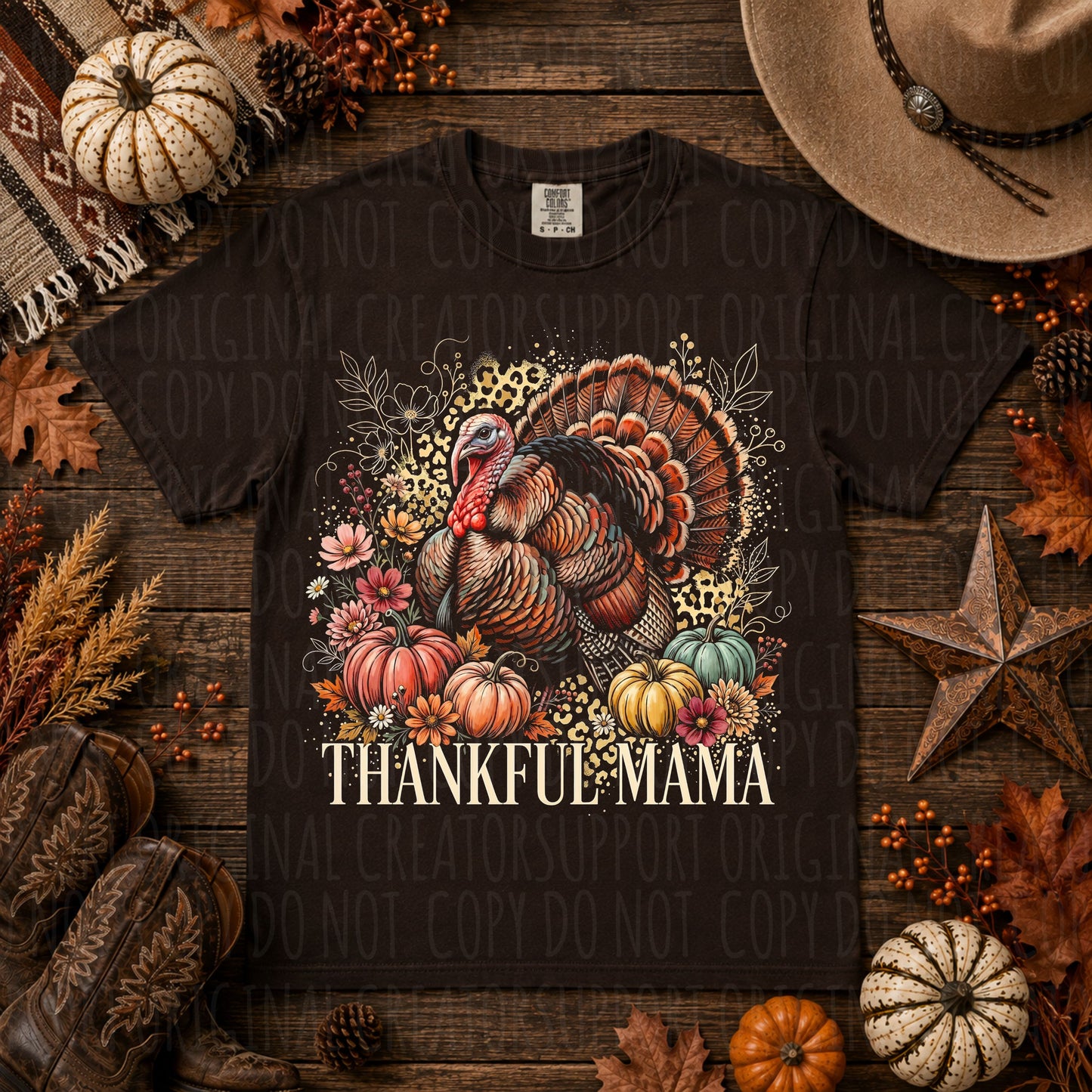 Dark tees only! Halftone Thankful Mama
