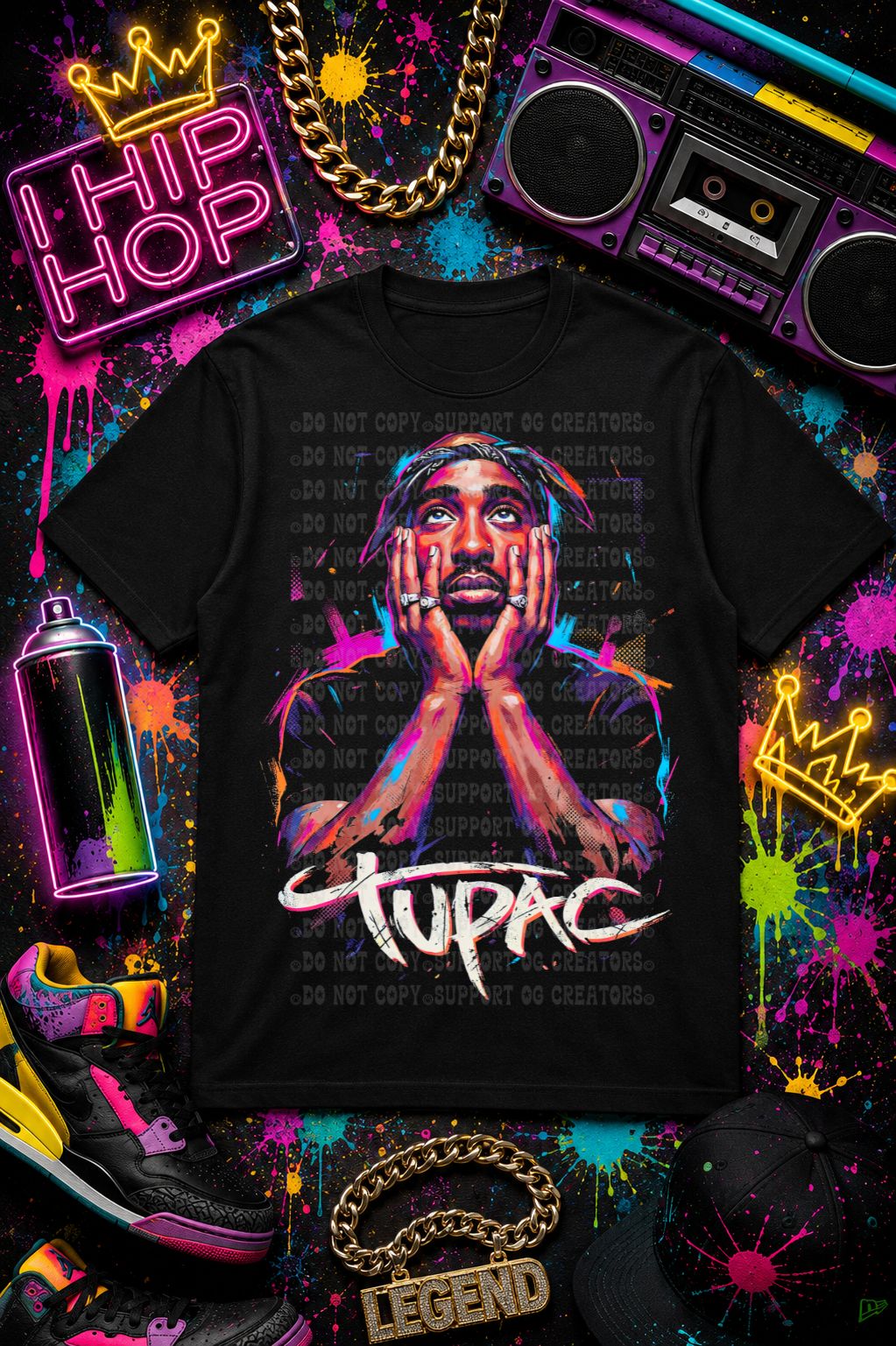 Dark tees only! Halftone- 2PAC