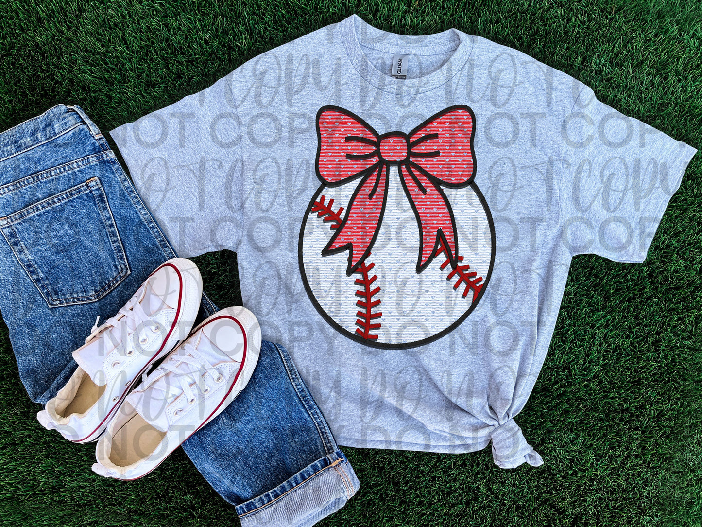 Lace baseball w/ bow heart