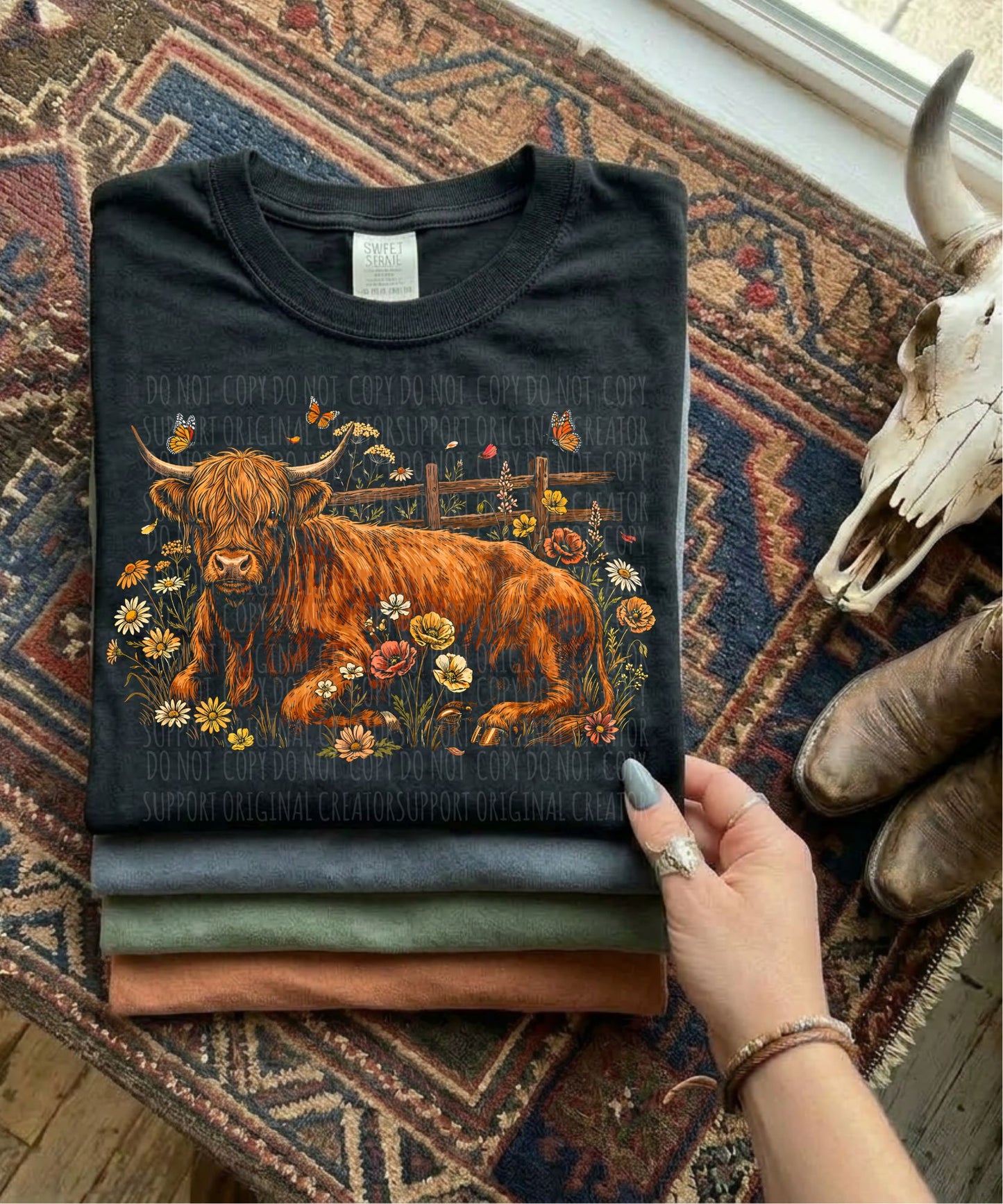 Highland Cow Knockout-Dark tees only