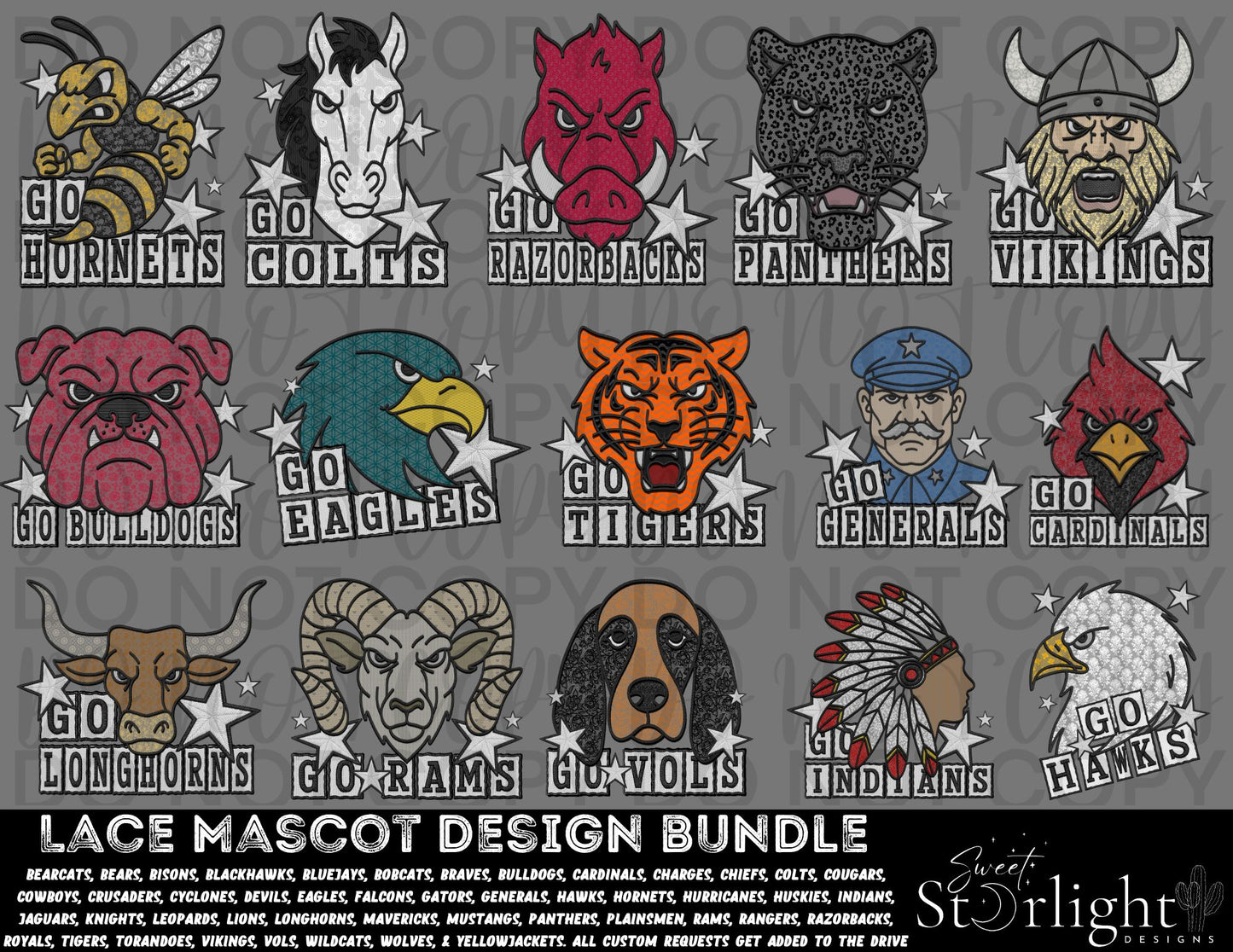 Lace Mascot Design Mega Bundle- Over 100 designs. Google Drive. Custom requests get added!