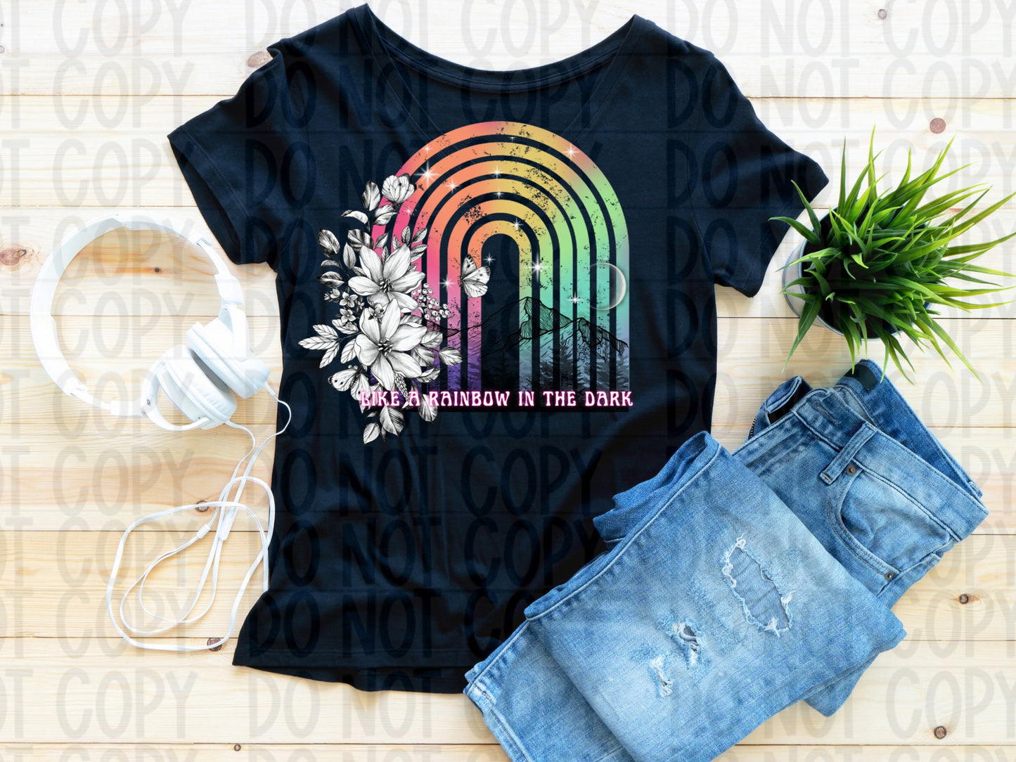 Rainbow in the dark png with bonus pocket design!