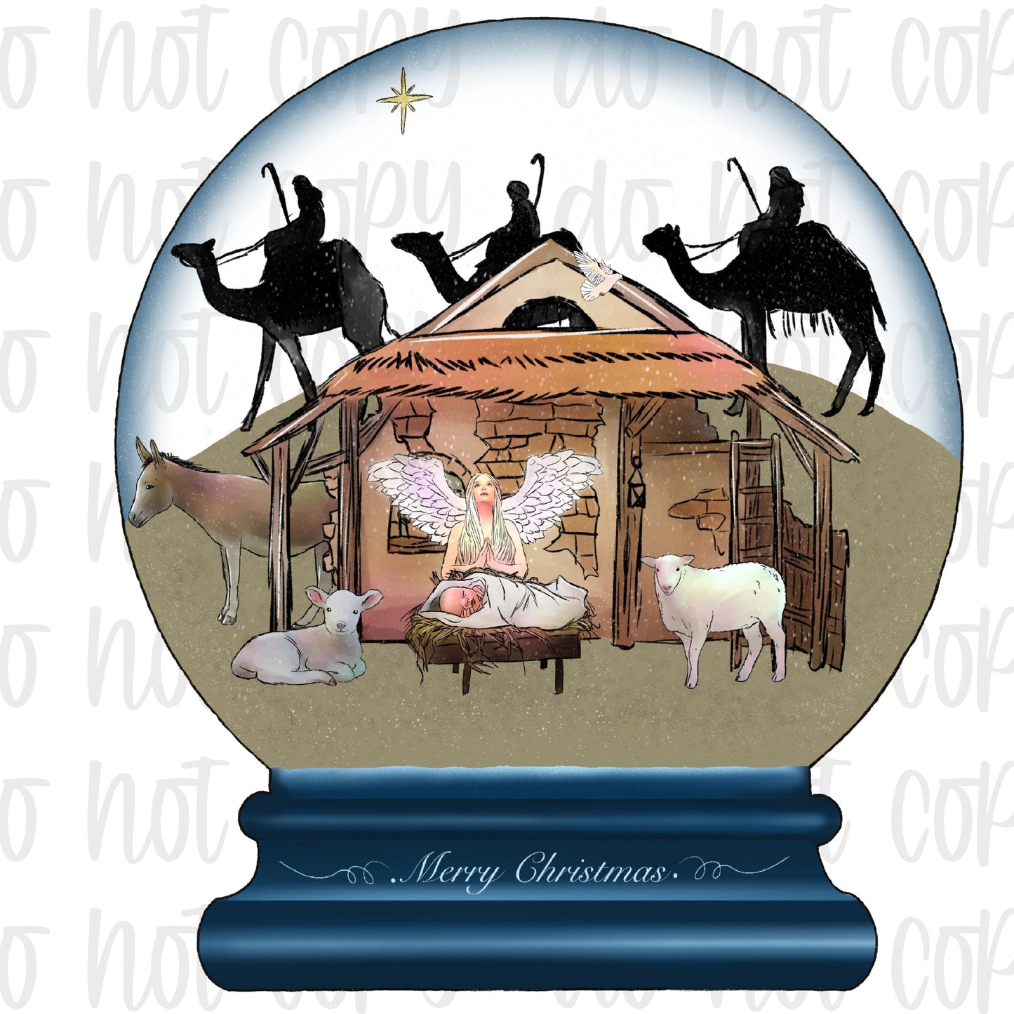Nativity scene snow globe png