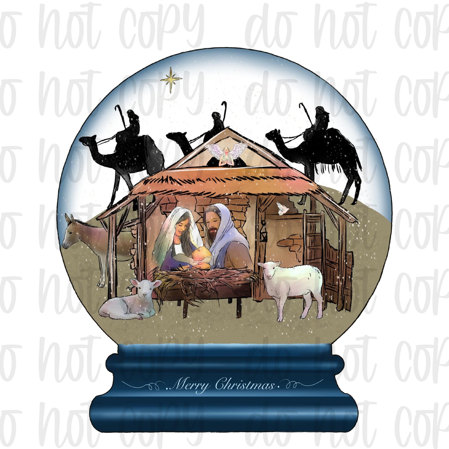 Nativity scene snow globe png
