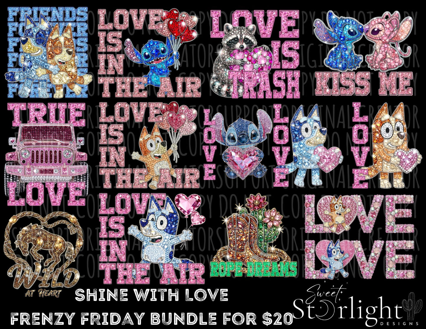 12/5/25 SHINE WITH LOVE FRENZY FRIDAY WHOLE BUNDLE-30 DESIGNS TOTAL