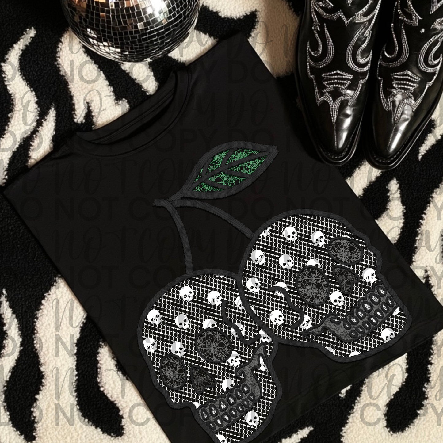 Faux Lace Skull Cherry