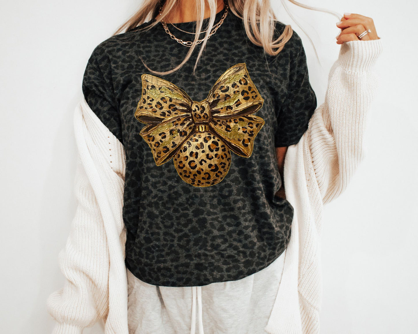 Leopard Glitter Bow