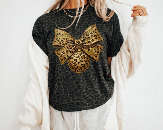 Leopard Glitter Bow