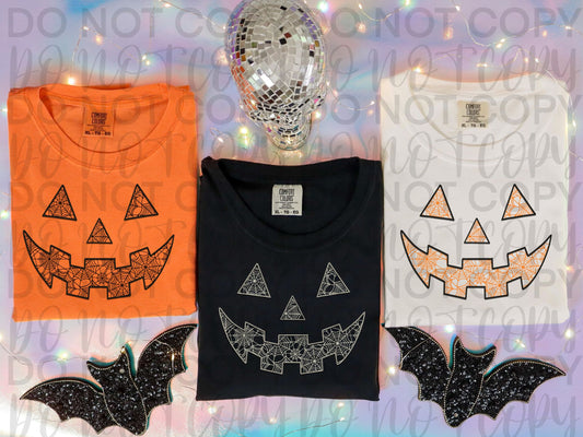 Faux Lace Jack O Lantern Face (5 different lace choices)