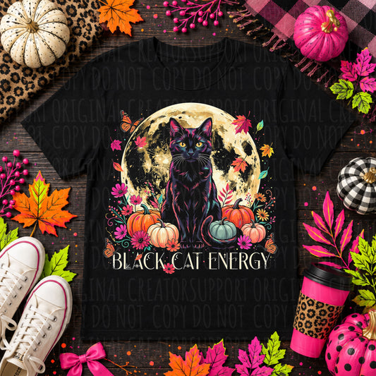 Dark tees only! Halftone Black Cat Energy