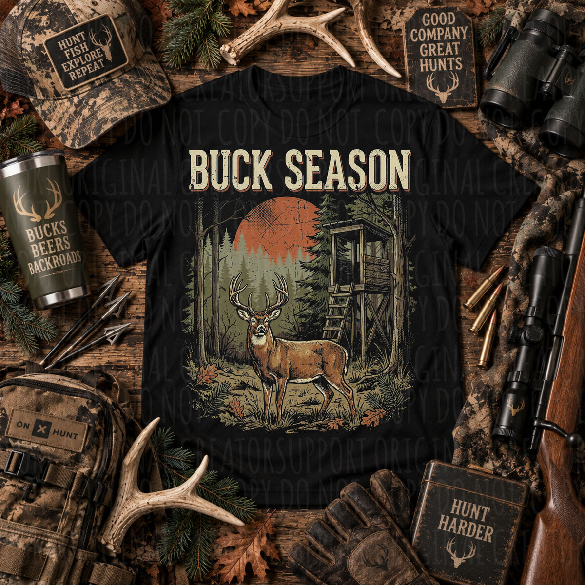 Dark tees only! Halftone Buck Season