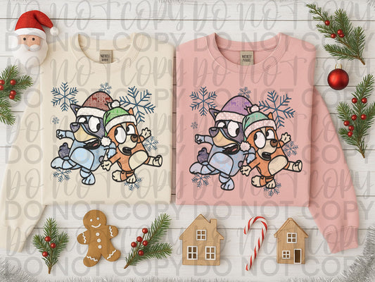 Faux blue dog Christmas