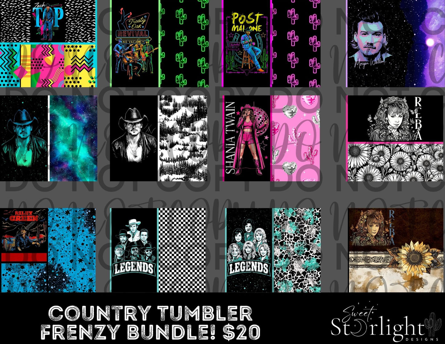 3/6 Black Knockout Country Tumbler Bundle