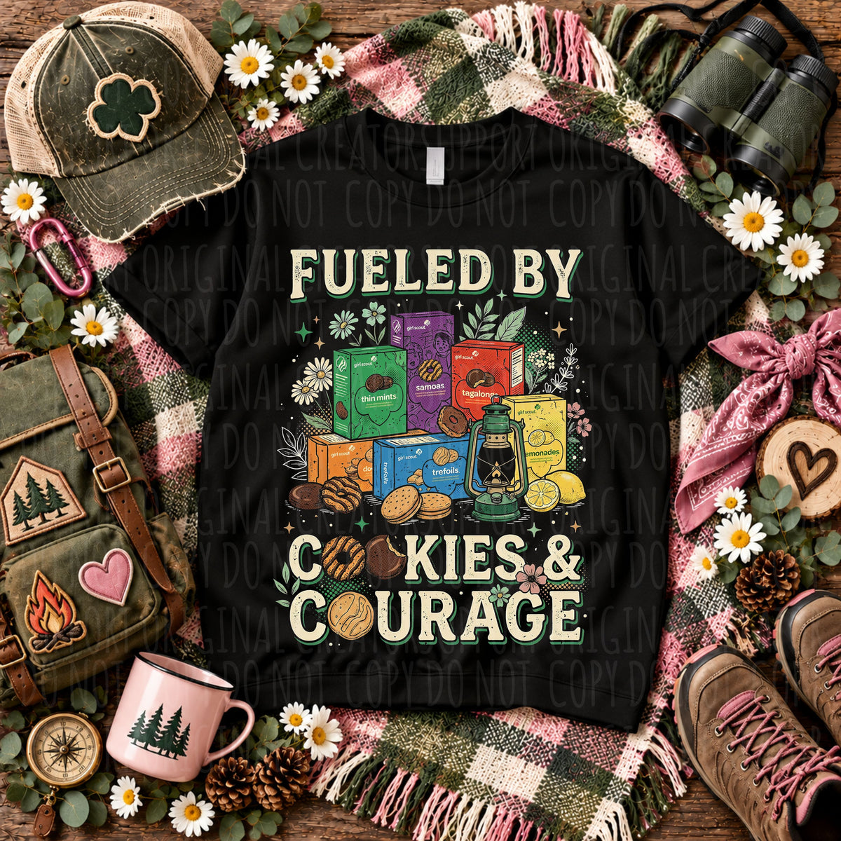 DARK TEES ONLY! HALFTONE Fueled by cookies and courage