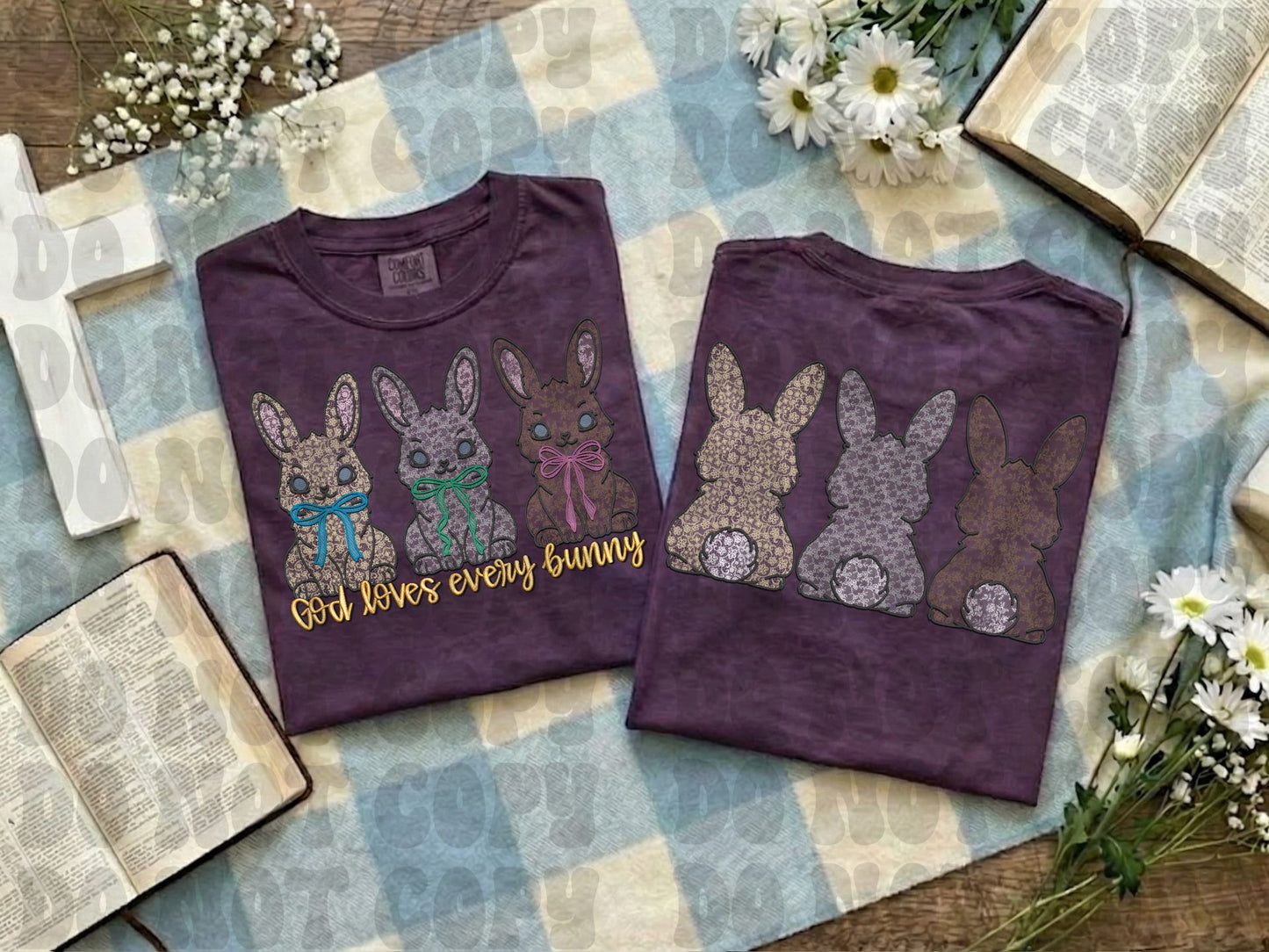 God Loves Every Bunny Faux lace