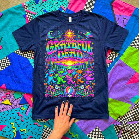 DARK TEES ONLY! HALFTONE GD skellie neon