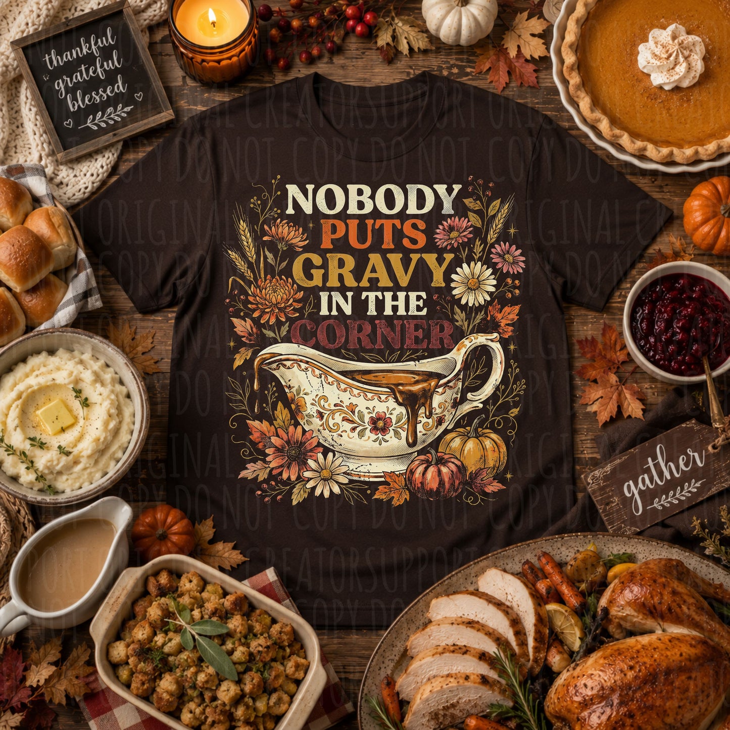 Dark tees only! Halftone Gravy in the Corner
