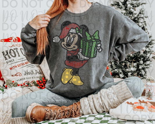 Faux lace girl mouse Christmas