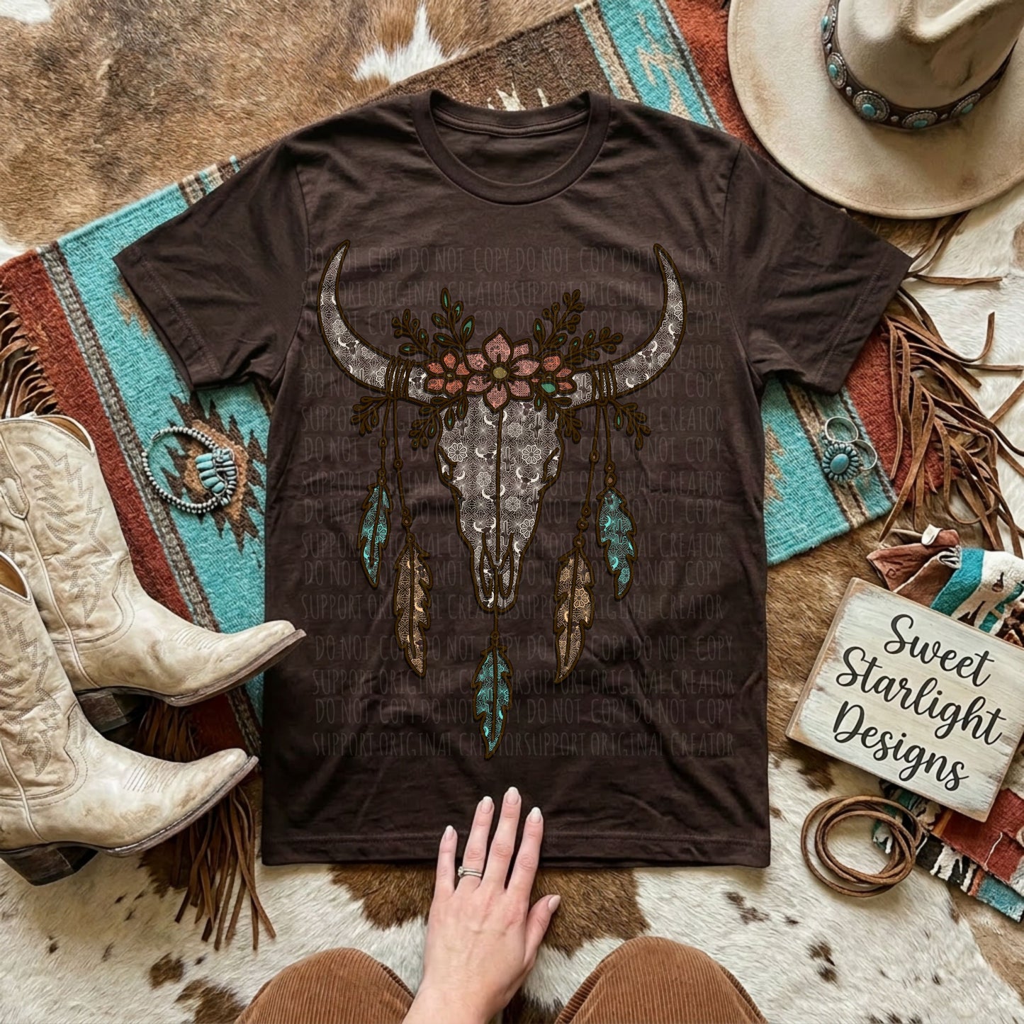 Faux lace bull skull