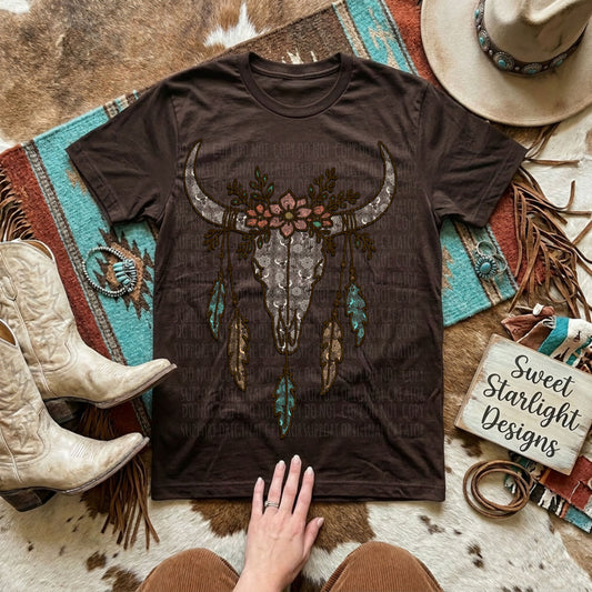 Faux lace bull skull