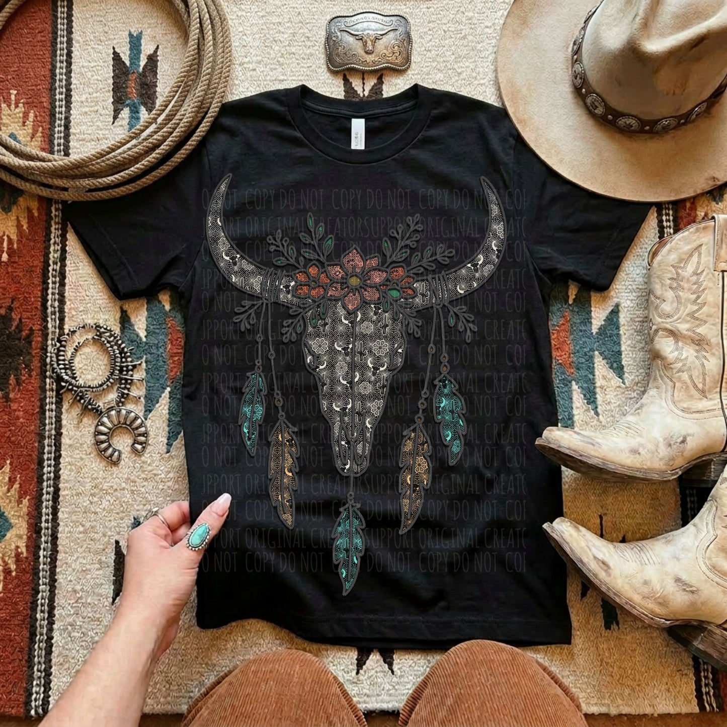 Faux lace bull skull