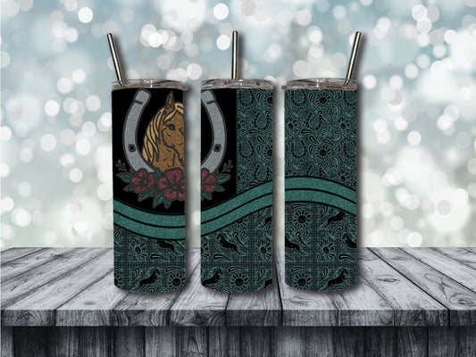 Lace Horse/horseshoe tumbler
