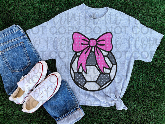Lace heart soccer ball w/ pink bow