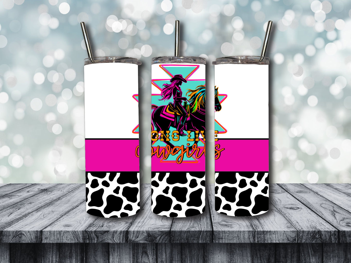 Neon Long Live Cowgirls set- Tee, seamless and Tumblers