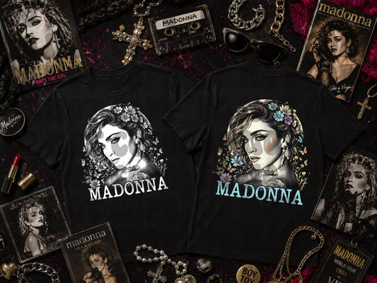 MA-DONNA FLORAL COLOR AND WHITE- DARK TEES ONLY!
