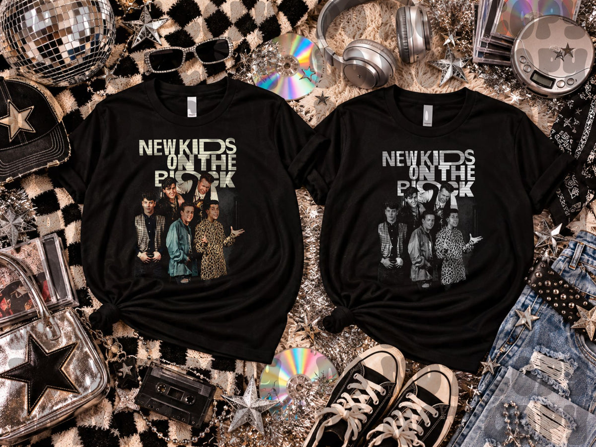 DARK TEES ONLY! HALFTONE Halftone NKOTB color and monochrome