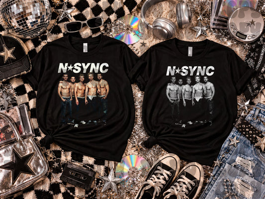 DARK TEES ONLY! HALFTONE  Nsync color and monochrome