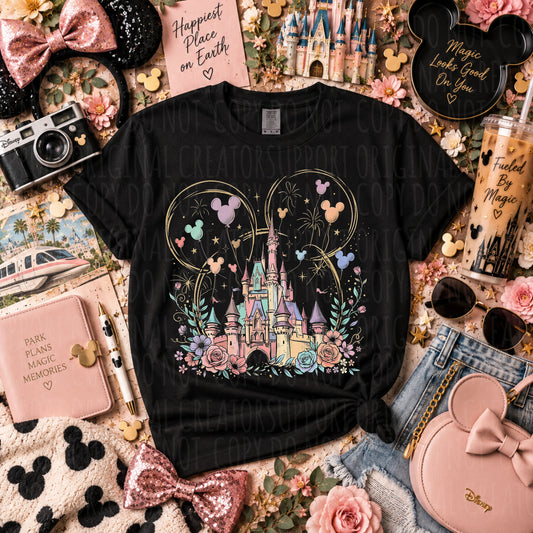 Dark tees only! Halftone Pastel Castle