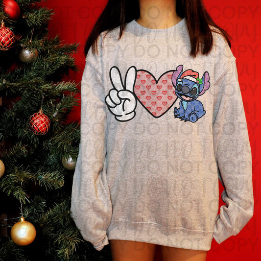 Peace Love Blue Alien Christmas