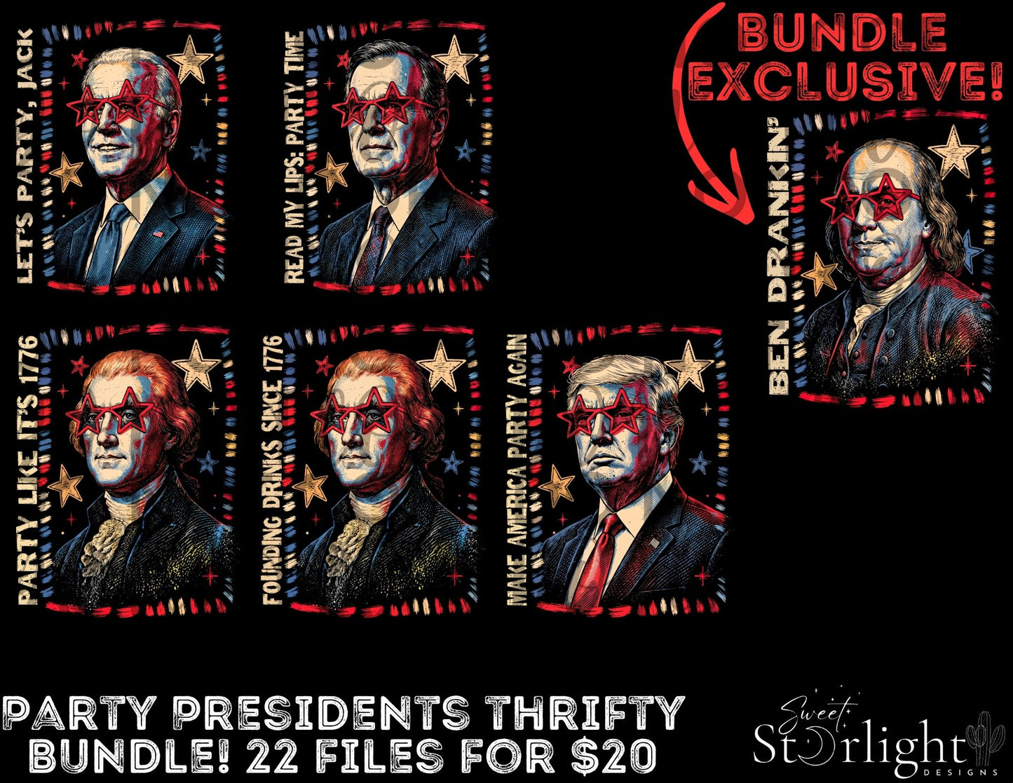 Party Presidents Thrifty Tee Bundle - dark tees