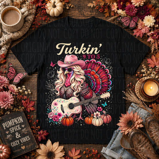 Dark tees only! Halftone Turkey 9 to 5 DP