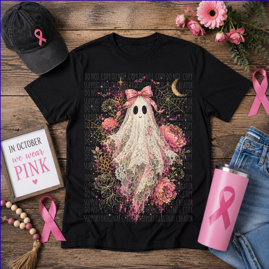 Dark tees only! Halftone Breast Cancer Ghost